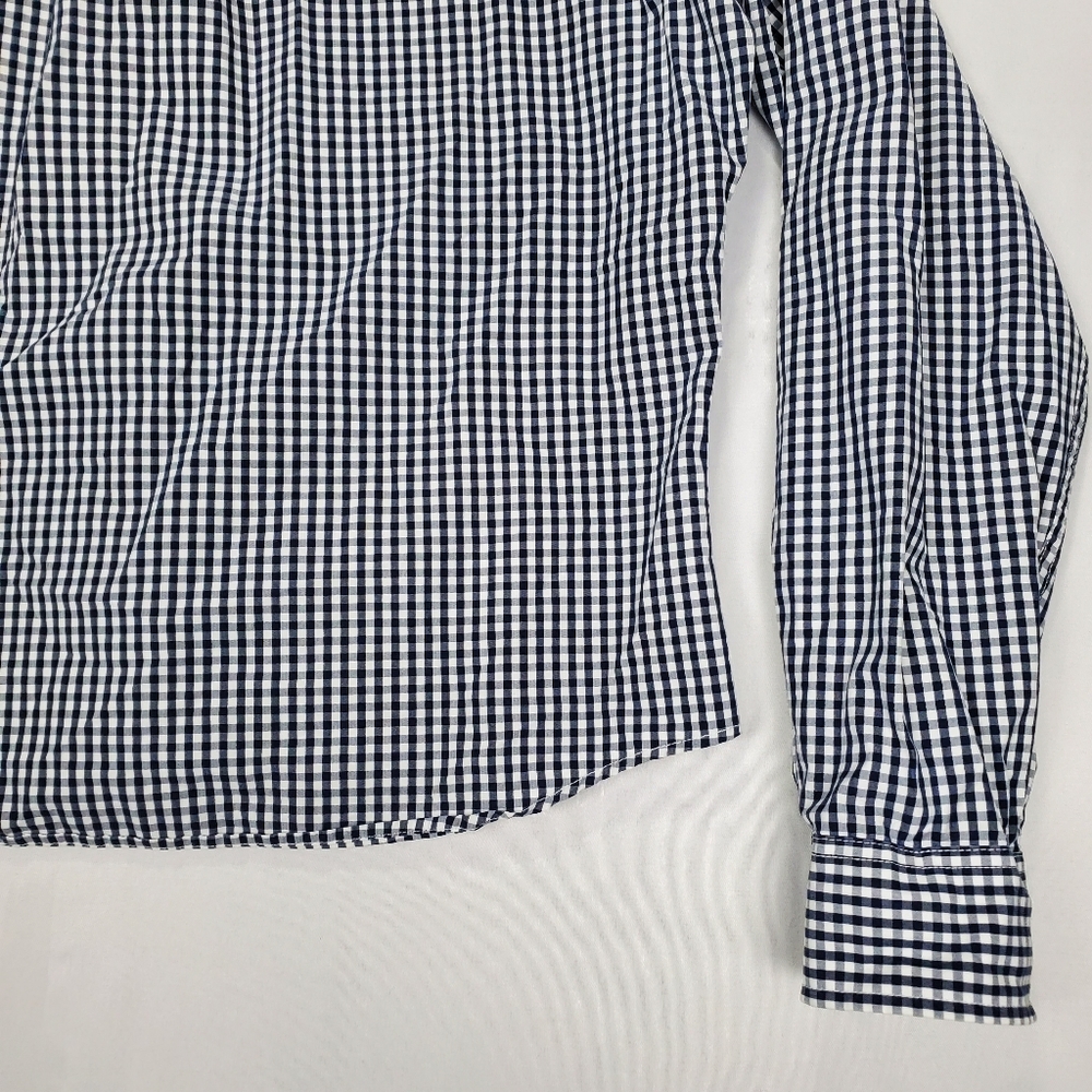 Abercrombie & Fitch Muscle Blue White Gingham Button Up Long Sleeve Shirt Sz XL - Picture 11 of 16